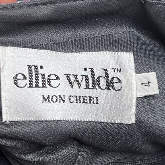 Ellie Wilde Mon Cheri Sleeveless Tulle Glitter Sheath Dress Beaded Homecoming - Picture 2 of 7